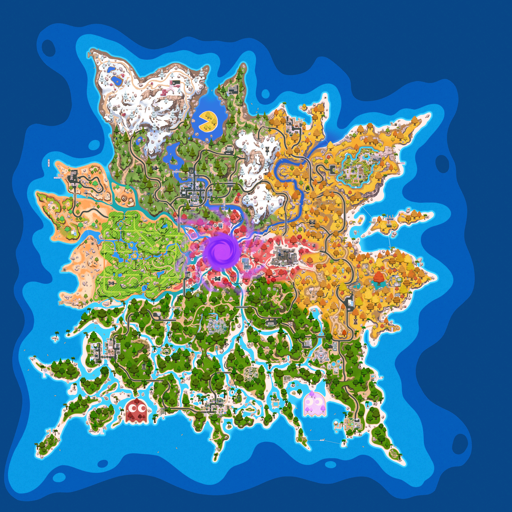 Mapa completo de Fortnite Capítulo 7 Temporada 4 Override